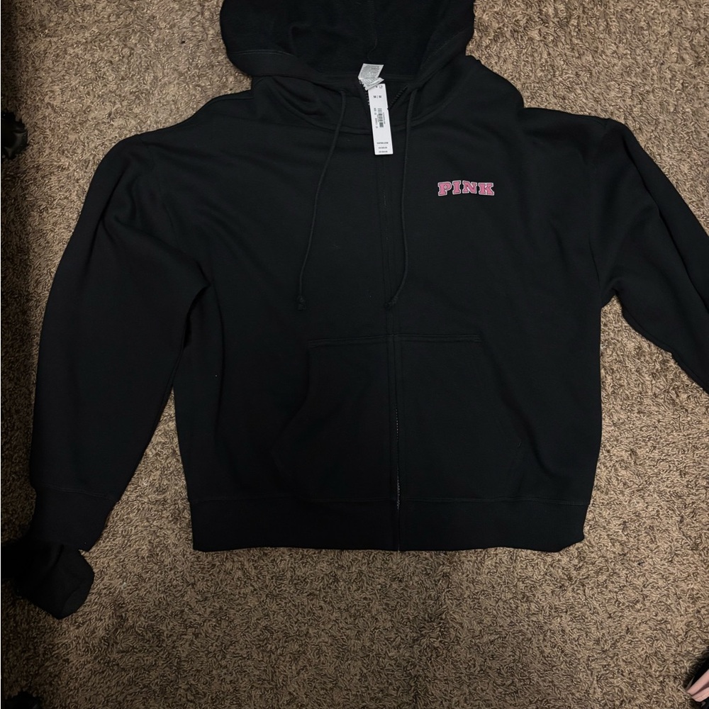 PINK Victoria's Secret Black Hoodie with Pink Logo